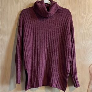 Lou & Grey Ribbed Turtleneck Tunic Sweater in Apple Butter